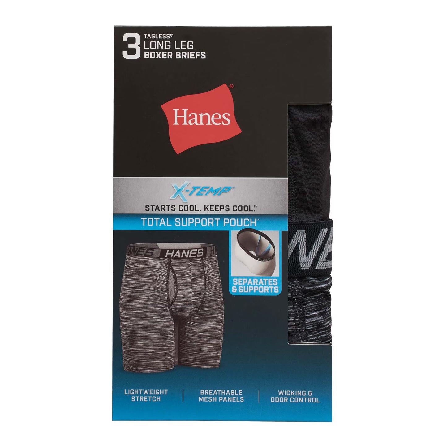 Hanes  Men's Long Boxer (Size-L 3-Pack)